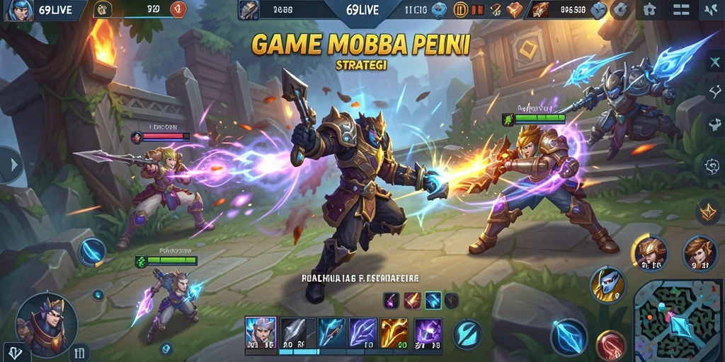 Tampilan gameplay MOBA yang seru di 69LIVE.