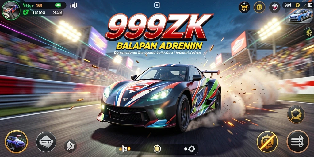 Tampilan gameplay seru di lintasan balapan 999ZK.