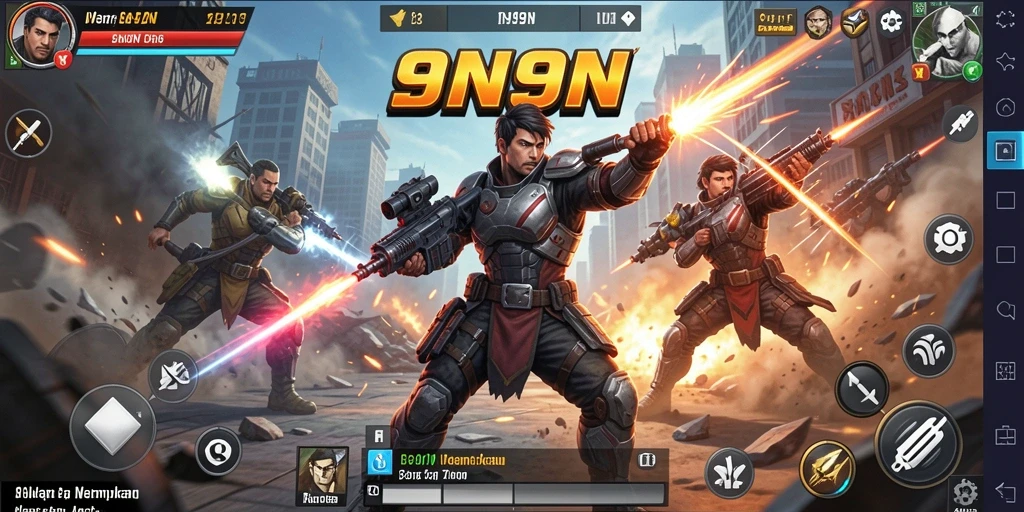 Tampilan gameplay intens dari 9N9N dalam aksi penuh.