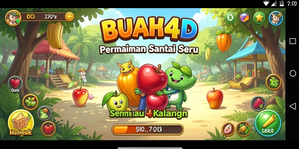 Screenshot utama gameplay BUAH4D menampilkan suasana permainan santai yang seru.