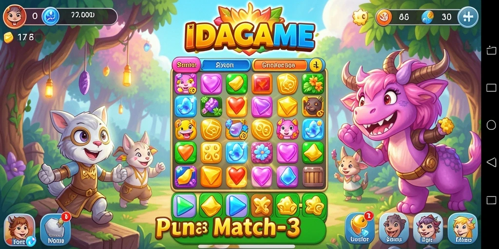 Tampilan gameplay IDAGAME yang seru dalam genre Match-3.