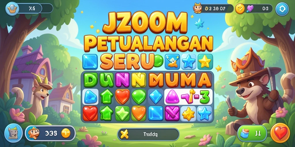 Tampilan gameplay seru J200M dalam aksi Match-3.