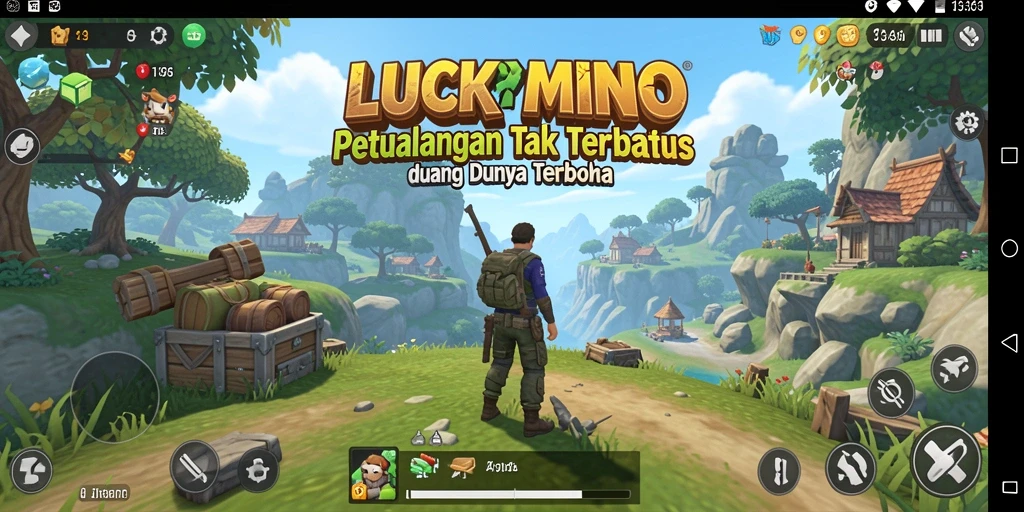 Tampilan gameplay Open World yang menakjubkan dalam LUCKYMINO.