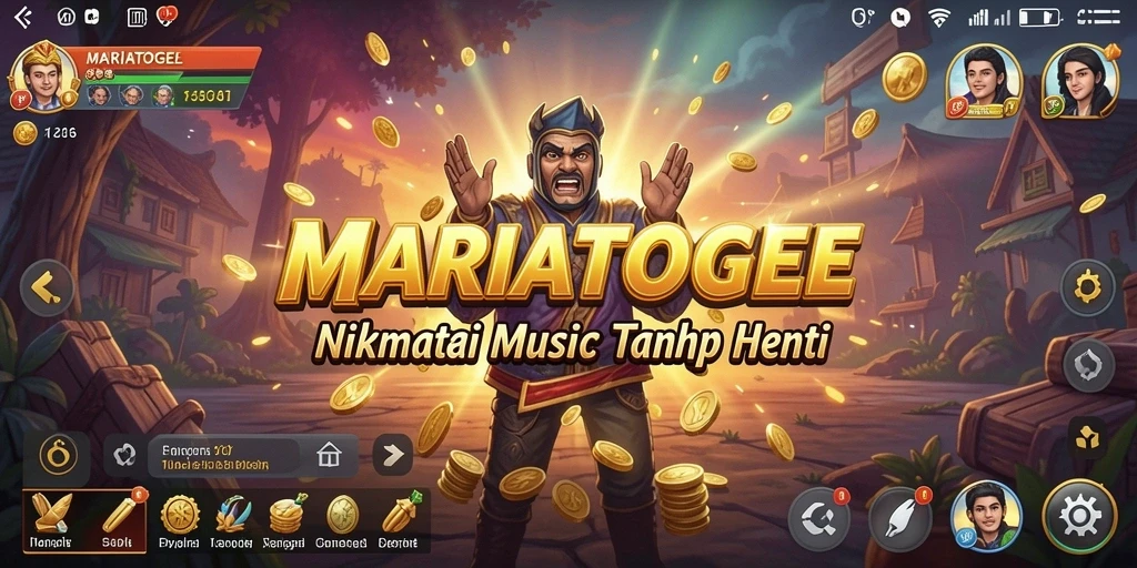 Tampilan gameplay MARIATOGEL yang menarik dan interaktif dengan musik.