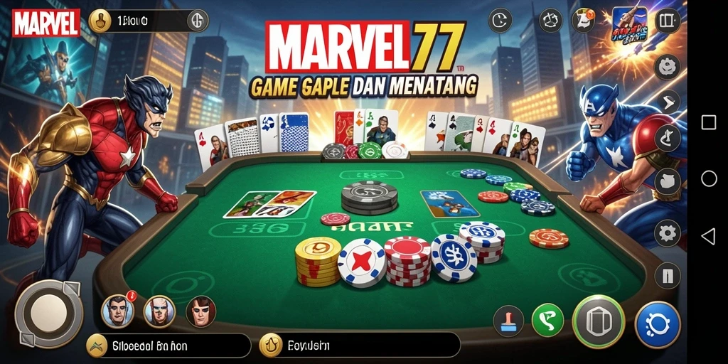 Tampilan gameplay Gaple yang seru dalam MARVEL77.