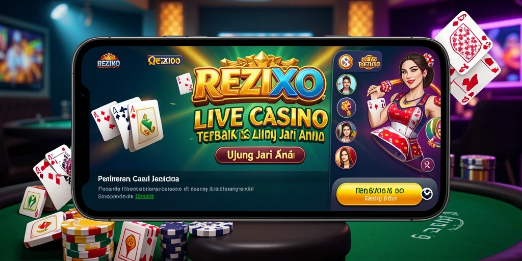 Tampilan gameplay <strong>REZIXO</strong> dengan dealer langsung dan permainan interaktif.