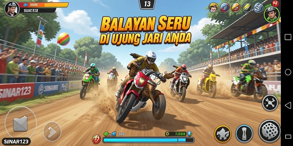 Screenshot gameplay SINAR123 menampilkan balapan mendebarkan di trek yang menantang.